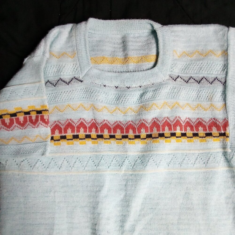 Vintage Knit Geometric Top T-Shirt Blouse